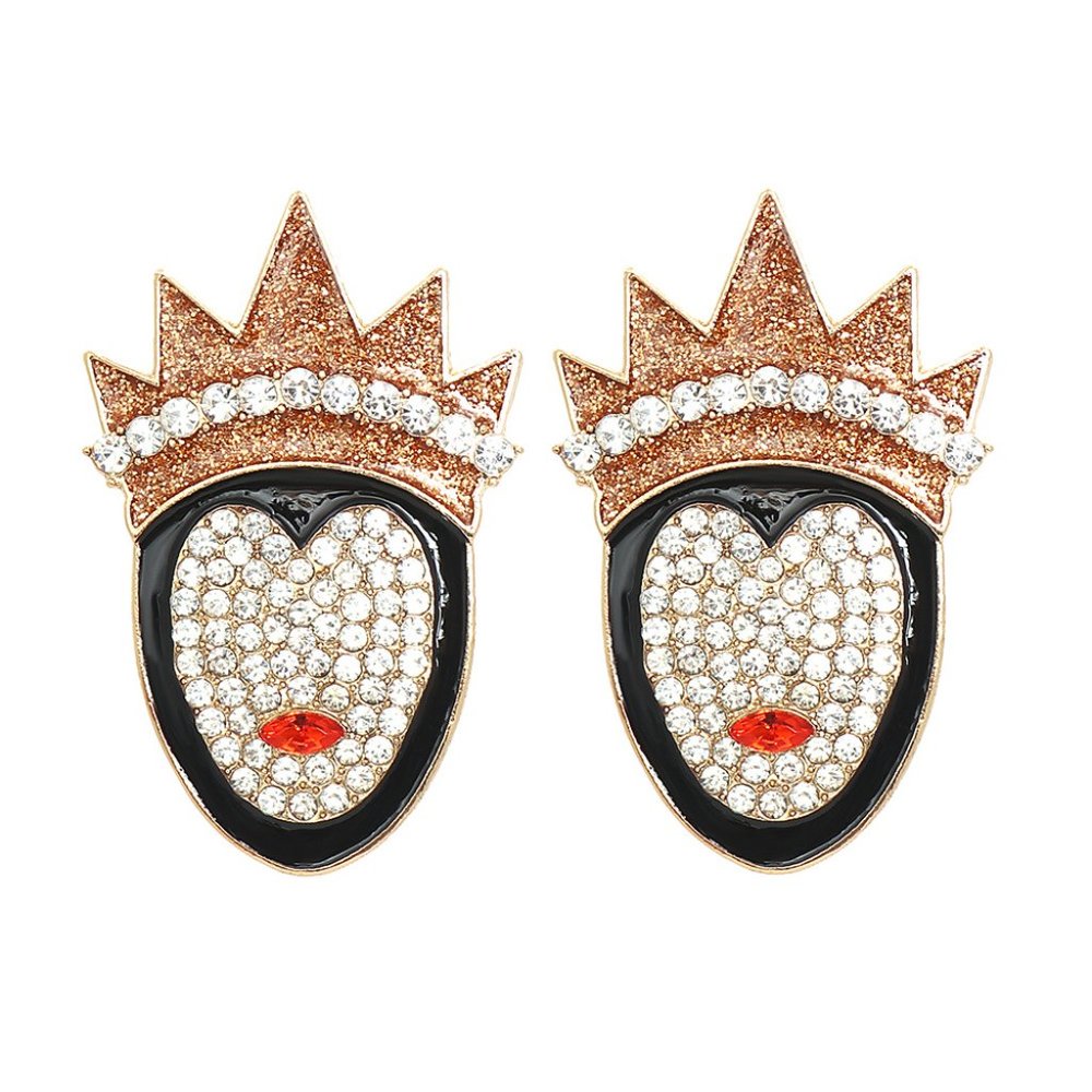 Snow White Evil Queen Villain Shaped Rhinestone Boutique Fashion Earrings NEW